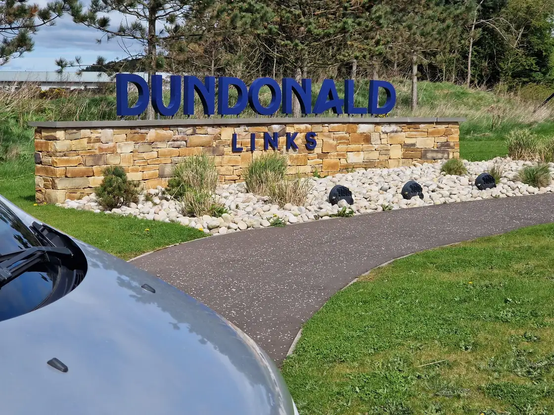 Dundonald Links entrance with the B-Direct minibus in the foreground